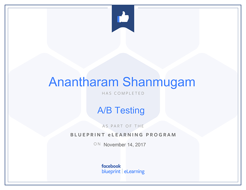 Facebook Blueprint A B Testing Certificate