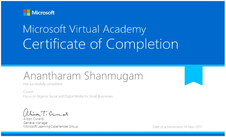 Microsoft Social and Digital Media for Small Businesses Certificate
