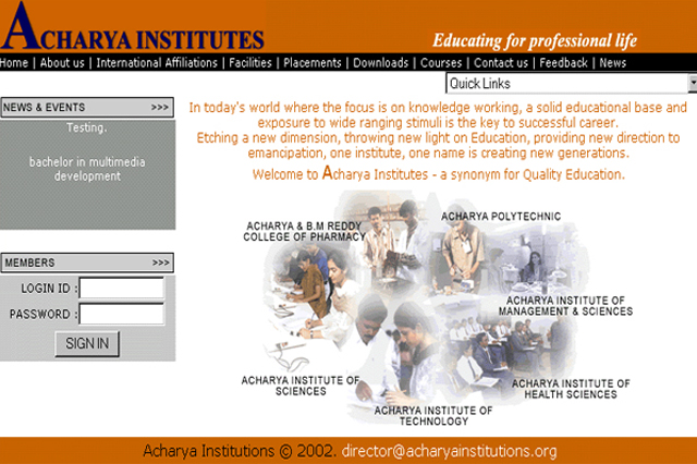 Acharya Institutes Website
