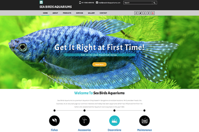 Sea Birds Aquariums Website