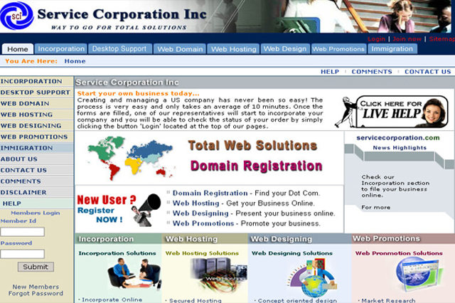 Service Corporation Website