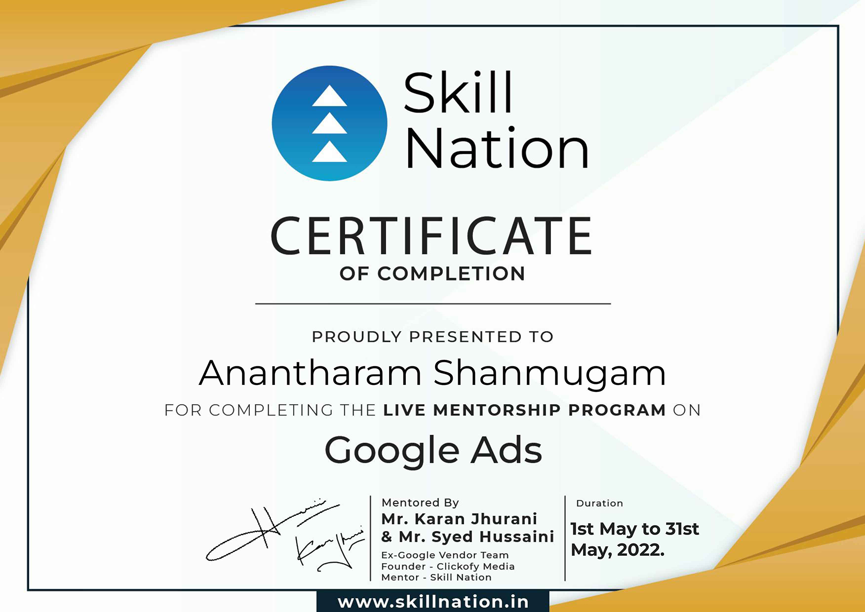 DigitalAnanth Advanced Google Ads Certificate