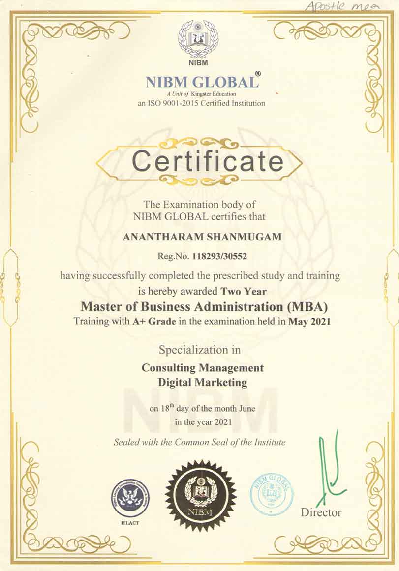 DigitalAnanth MBA Digital Marketing Certificate